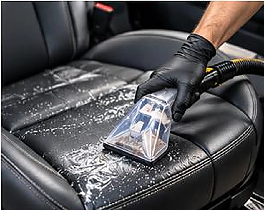 Extracting and cleaning a leather car seat