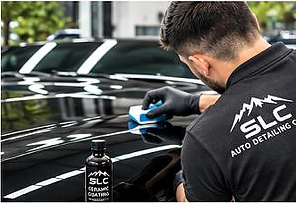 Technician wiping a painted surface with a microfiber cloth