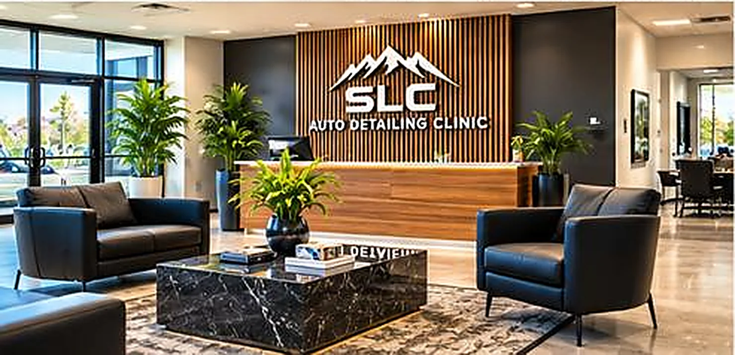 Detailing shop customer lounge and reception area
